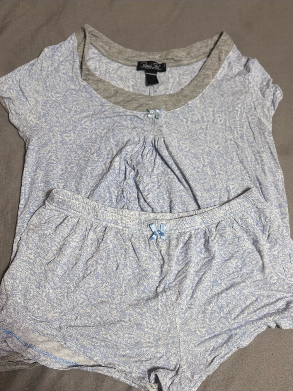 Rene Rofe Light Blue Paisley Short Pajama Set